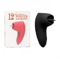 Vibrator with Tongue 12 Speeds Silicone Rechargeable BLACK